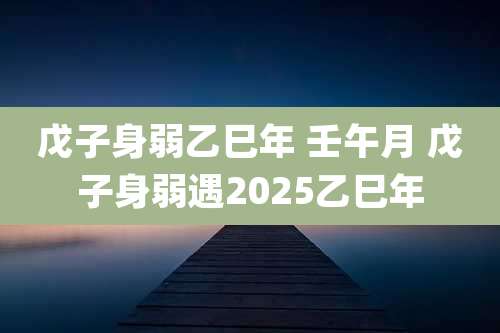 戊子身弱乙巳年 壬午月 戊子身弱遇2025乙巳年