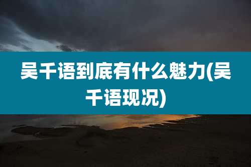 吴千语到底有什么魅力(吴千语现况)