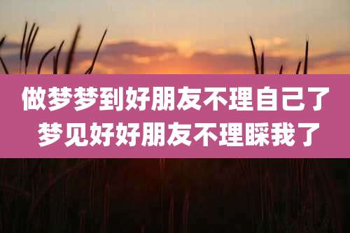 做梦梦到好朋友不理自己了 梦见好好朋友不理睬我了