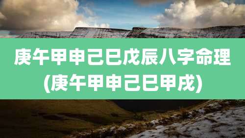 庚午甲申己巳戊辰八字命理(庚午甲申己巳甲戌)