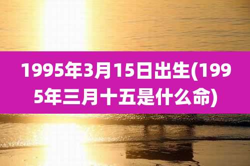 1995年3月15日出生(1995年三月十五是什么命)