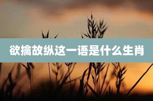 欲擒故纵这一语是什么生肖