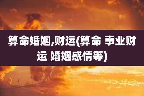 算命婚姻,财运(算命 事业财运 婚姻感情等)