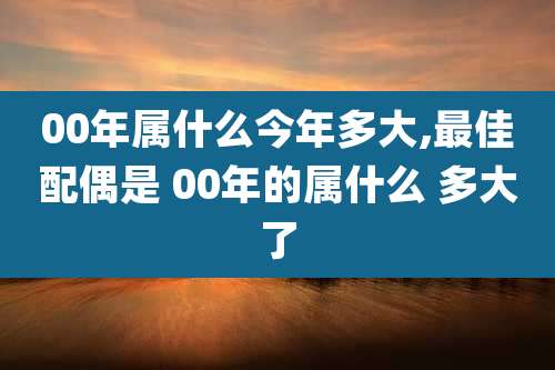 00年属什么今年多大,最佳配偶是 00年的属什么 多大了