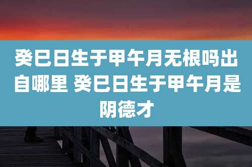癸巳日生于甲午月无根吗出自哪里 癸巳日生于甲午月是阴德才