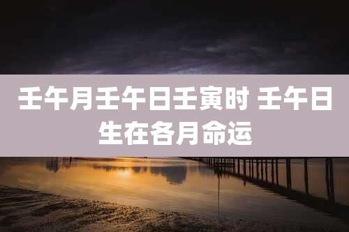 壬午月壬午日壬寅时 壬午日生在各月命运