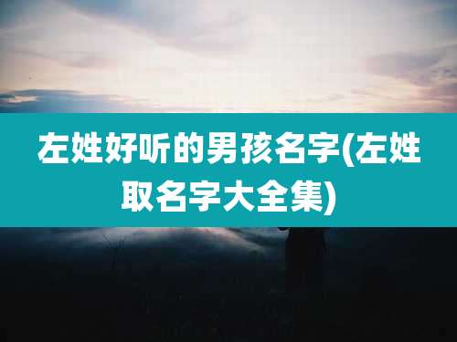 左姓好听的男孩名字(左姓取名字大全集)