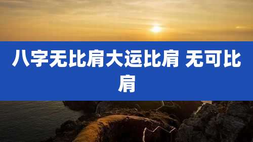 八字无比肩大运比肩 无可比肩