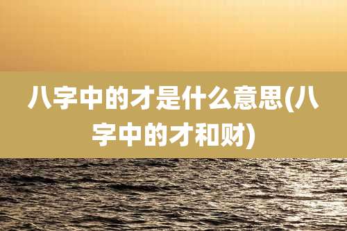 八字中的才是什么意思(八字中的才和财)