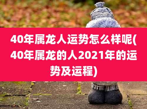 40年属龙人运势怎么样呢(40年属龙的人2021年的运势及运程)