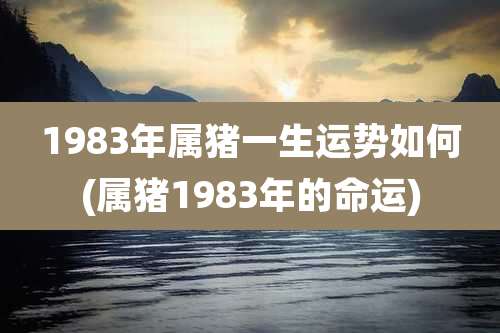 1983年属猪一生运势如何(属猪1983年的命运)