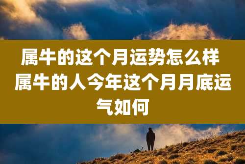 属牛的这个月运势怎么样 属牛的人今年这个月月底运气如何