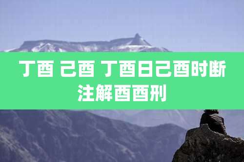 丁酉 己酉 丁酉日己酉时断注解酉酉刑