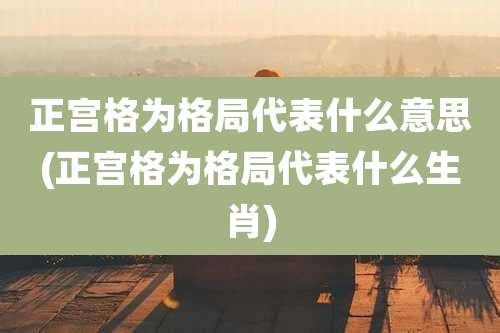 正宫格为格局代表什么意思(正宫格为格局代表什么生肖)