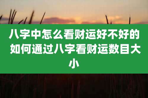 八字中怎么看财运好不好的 如何通过八字看财运数目大小