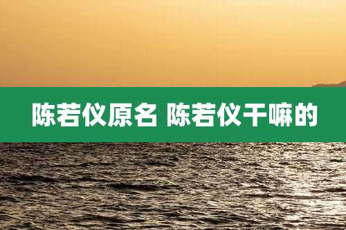 陈若仪原名 陈若仪干嘛的