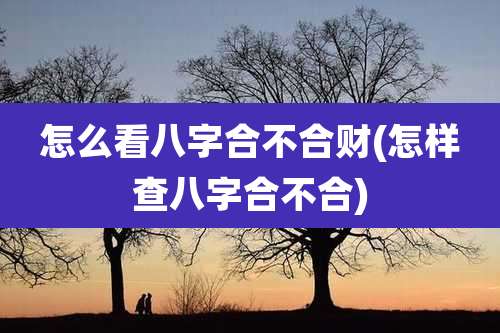 怎么看八字合不合财(怎样查八字合不合)