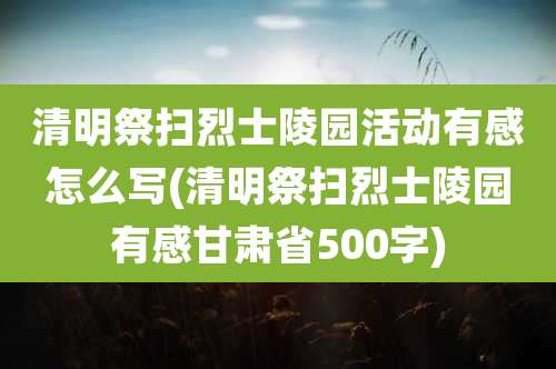 清明祭扫烈士陵园活动有感怎么写(清明祭扫烈士陵园有感甘肃省500字)