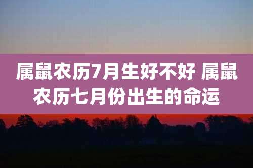 属鼠农历7月生好不好 属鼠农历七月份出生的命运