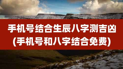 手机号结合生辰八字测吉凶(手机号和八字结合免费)