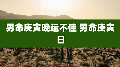 男命庚寅晚运不佳 男命庚寅日