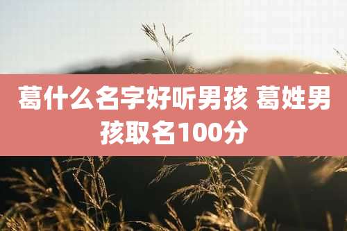 葛什么名字好听男孩 葛姓男孩取名100分