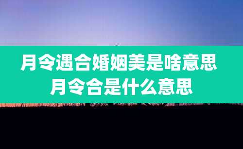 月令遇合婚姻美是啥意思 月令合是什么意思