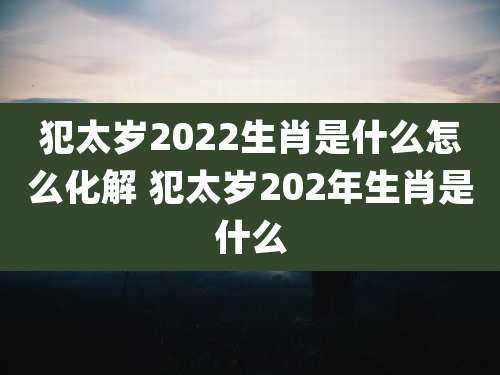 犯太岁2022生肖是什么怎么化解 犯太岁202年生肖是什么