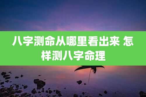 八字测命从哪里看出来 怎样测八字命理