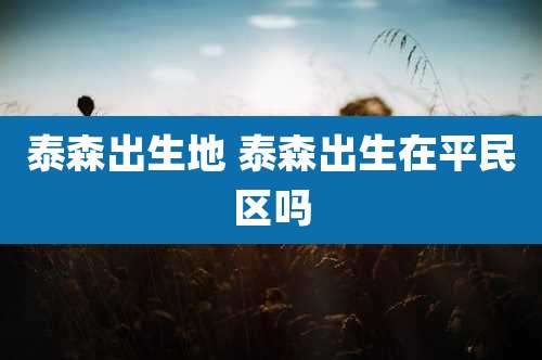 泰森出生地 泰森出生在平民区吗