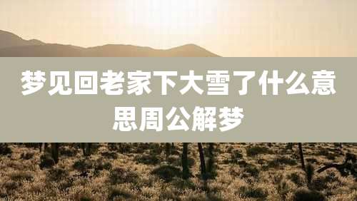 梦见回老家下大雪了什么意思周公解梦