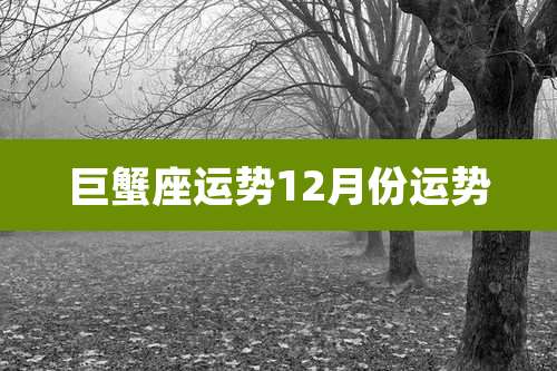 巨蟹座运势12月份运势