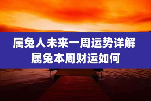 属兔人未来一周运势详解 属兔本周财运如何