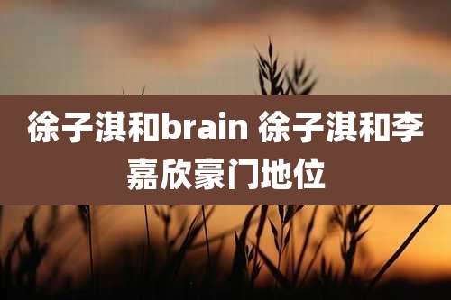 徐子淇和brain 徐子淇和李嘉欣豪门地位