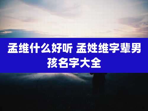 孟维什么好听 孟姓维字辈男孩名字大全