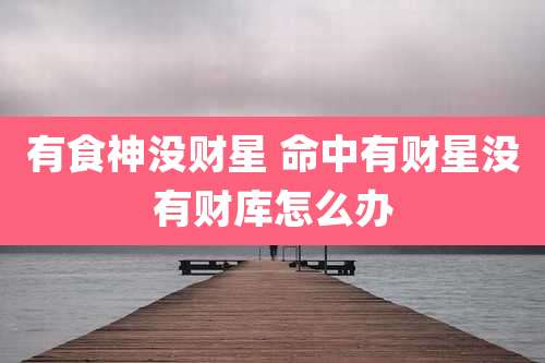 有食神没财星 命中有财星没有财库怎么办