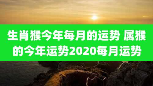 生肖猴今年每月的运势 属猴的今年运势2020每月运势