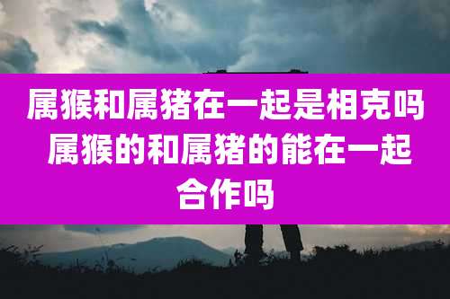属猴和属猪在一起是相克吗 属猴的和属猪的能在一起合作吗