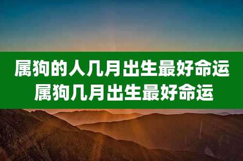属狗的人几月出生最好命运 属狗几月出生最好命运