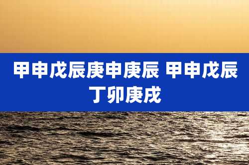 甲申戊辰庚申庚辰 甲申戊辰丁卯庚戌