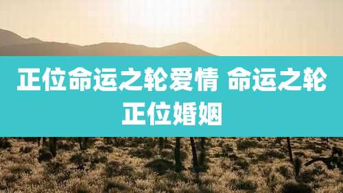 正位命运之轮爱情 命运之轮正位婚姻