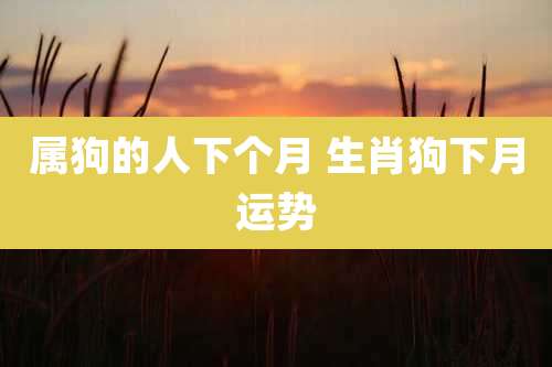 属狗的人下个月 生肖狗下月运势