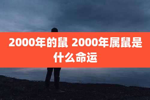 2000年的鼠 2000年属鼠是什么命运
