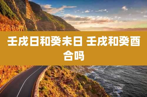 壬戌日和癸未日 壬戌和癸酉合吗
