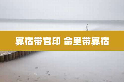 寡宿带官印 命里带寡宿