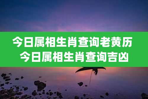今日属相生肖查询老黄历 今日属相生肖查询吉凶