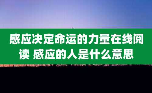 感应决定命运的力量在线阅读 感应的人是什么意思