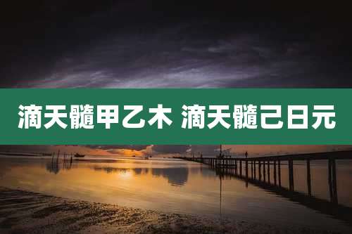 滴天髓甲乙木 滴天髓己日元