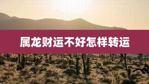 属龙财运不好怎样转运
