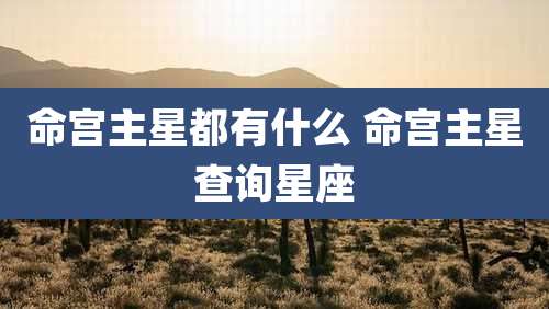 命宫主星都有什么 命宫主星查询星座